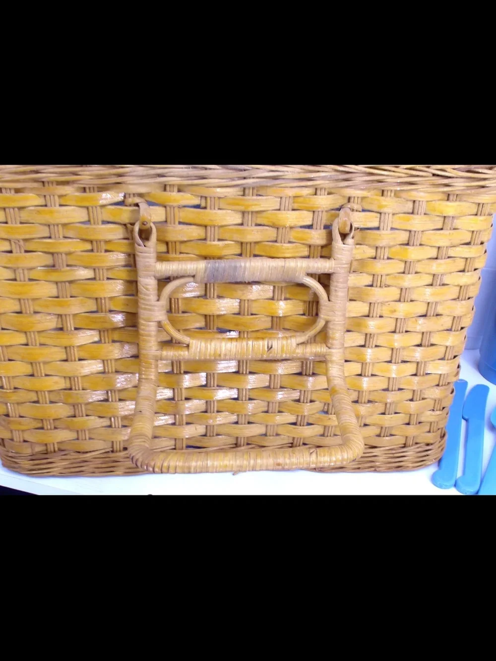 Vintage Wicker Picnic Basket Set with Dish Set - RARE Antique 18 PIECES